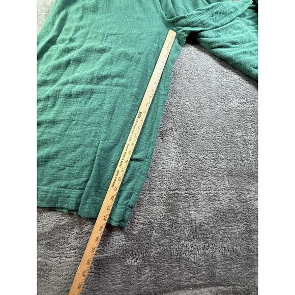 Free People Sugar Magnolia Green Overall Super Wide Leg Crop Jumpsuit L Knit Cot - Picture 8 of 11